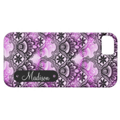 Custom Name Personalized Purple Lace Damask iPhone 5 Cover