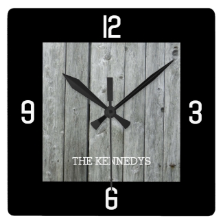 Custom Name Rustic Wood Planks Black