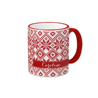 Custom Name Snowflake Pattern Christmas Gift Mugs