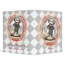 Custom Name Sock Monkey Chef Vinyl Binder
