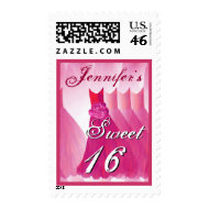 CUSTOM NAME Sweet 16 Birthday - Pink Dresses stamp