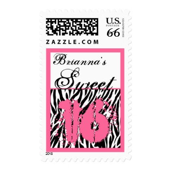 CUSTOM NAME Sweet 16 Birthday - Zebra Print stamp