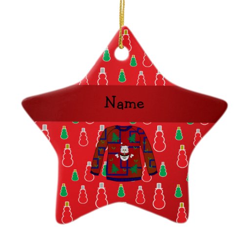 ... ugly christmas sweater red snowmen christmas tree ornaments | Zazzle