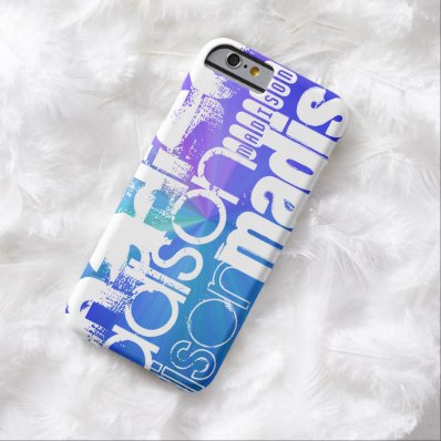 Custom Name; White & Abstract Purple, Green, Blue Barely There iPhone 6 Case