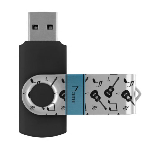 Custom name white black guitars music notes swivel USB 2.0 flash drive