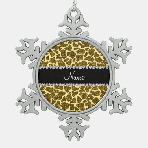 custom name yellow glitter giraffe snowflake pewter custom name yellow glitter giraffe snowflake pewter