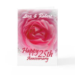 CUSTOM NAMES - 25th Anniversary with Pink Rose Card