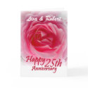 CUSTOM NAMES - 25th Anniversary with Pink Rose Card