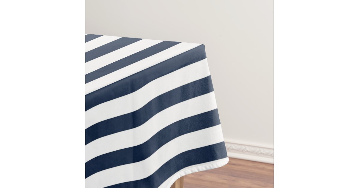 Custom Navy Blue and White Stripe Tablecloth Zazzle