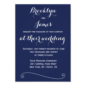 Custom Navy Blue White Wedding Invitations 5