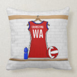 Custom Netball Uniform Red with Blue and White Pillow