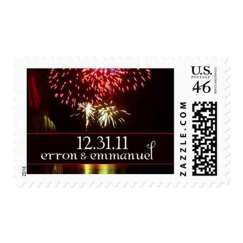 Custom New Years Eve wedding postage stamp