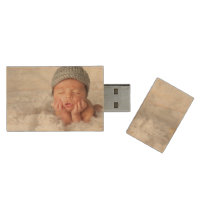 Custom Newborn Photo USB Flash Drive Wood USB 2.0 Flash Drive