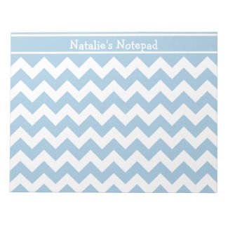 Custom Notepad or Jotter, Blue and White Chevrons