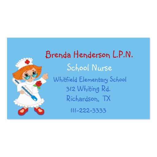 Custom Nurse Business Card (front side)