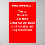 Custom Occupy Wall Street protest sign posters