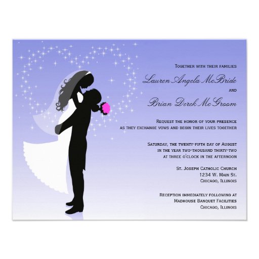 Custom Ombre Silhouette Formal Wedding Invite