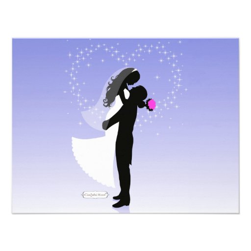 Custom Ombre Silhouette Formal Wedding Invite