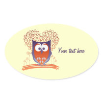 Custom Orange Whimsical Cute Owl Oval stickers stickers