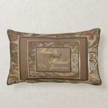 Custom Ornate Gold Wedding Keepsake Lumbar Pillow