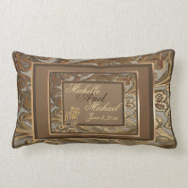 Custom Ornate Gold Wedding Keepsake Lumbar Pillow