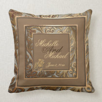 Custom Ornate Gold Wedding Keepsake Throw Pillow