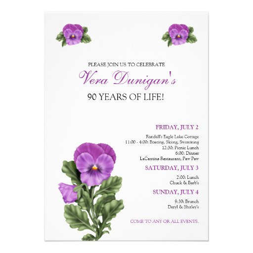 :custom: Pansy Birthday Party Invitation