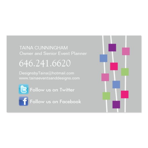 Custom Party Planner Business Card (back side)