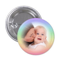 Custom Pastel Rainbow Mosaic Photo Frame Button buttons