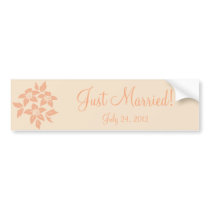 Custom Peach Floral Bumper Sticker Wedding Gift