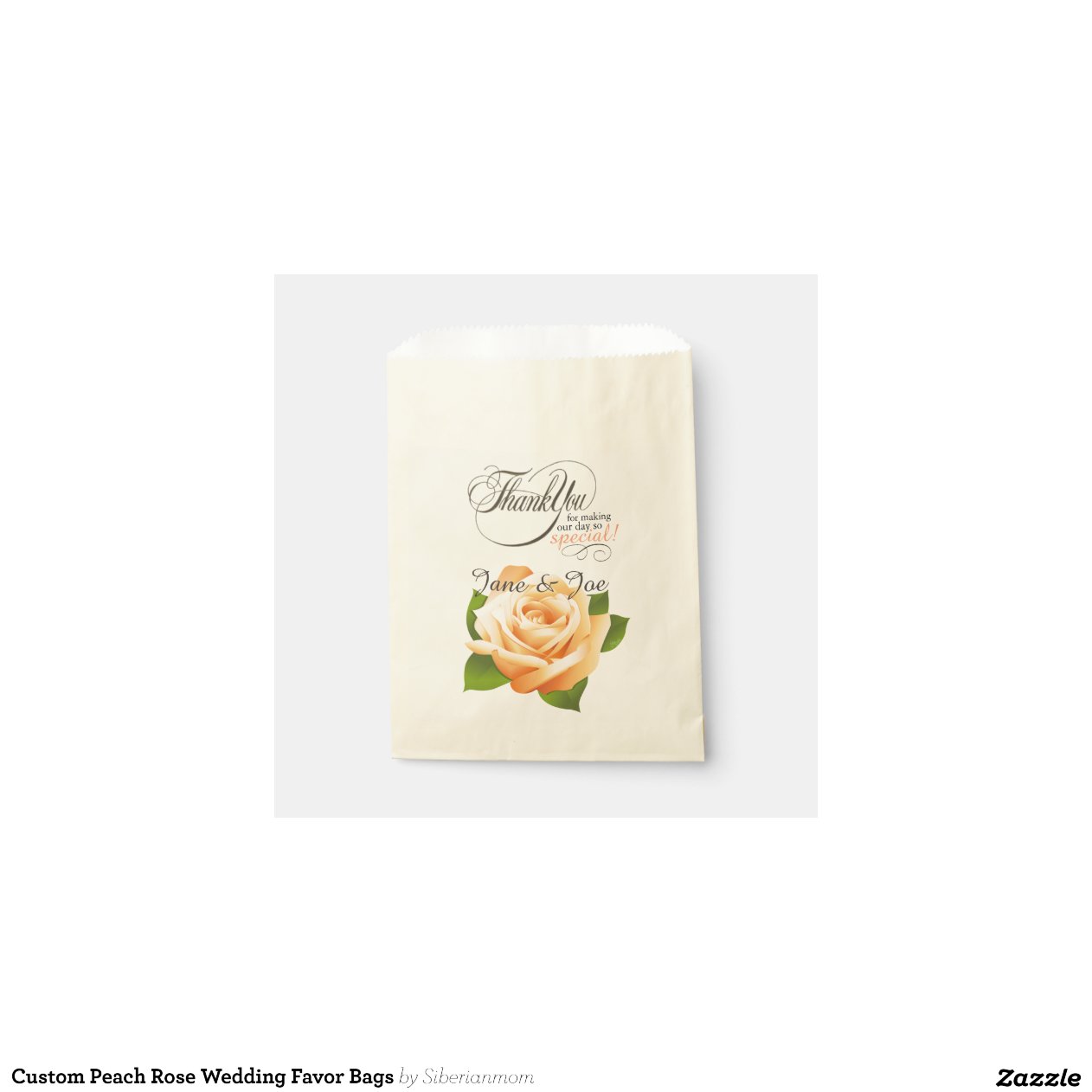 Custom Peach Rose Wedding Favor Bags Zazzle