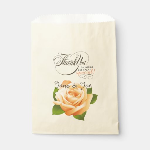 Custom Peach Rose Wedding Favor Bags Zazzle