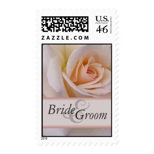 Custom peach wedding rose stamp