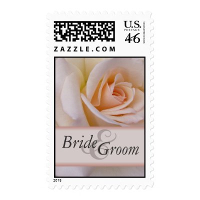 Custom peach wedding rose postage stamps