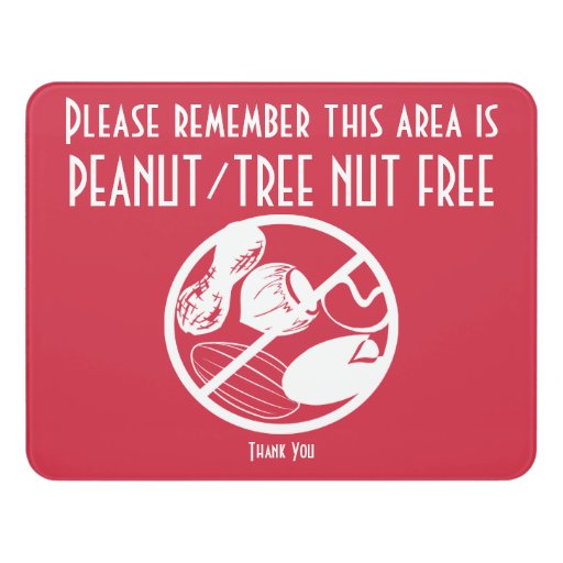 Custom Peanut Tree Nut Free Area Nut Free Zone Door Sign Zazzle