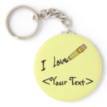 CUSTOM PENCIL WRITING I LOVE, <Your Text> keychains