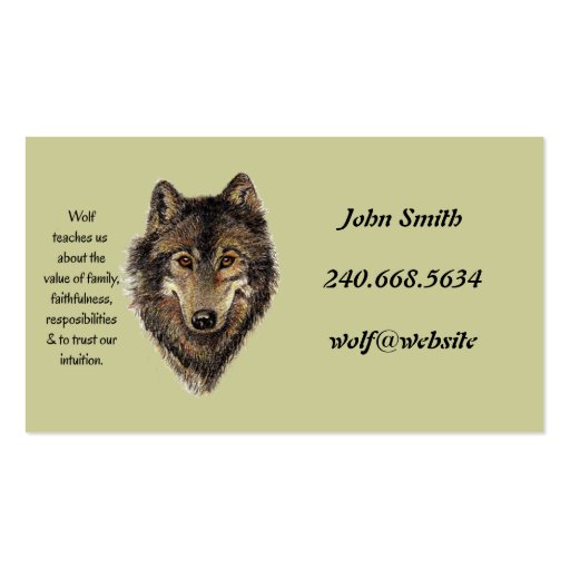 Custom Personal Wolf Totem Business Card (front side)