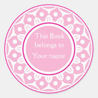 Custom Personalized Bookplates - Light Pink Round Sticker