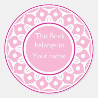 Custom Personalized Bookplates - Light Pink Round Sticker
