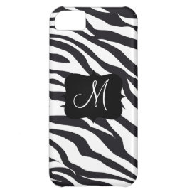 Custom Personalized Monogram Initial Zebra Stripes iPhone 5C Covers