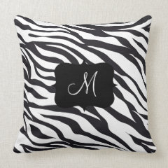 Custom Personalized Monogram Initial Zebra Stripes Pillows