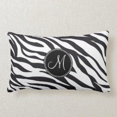 Custom Personalized Monogram Initial Zebra Stripes Throw Pillow