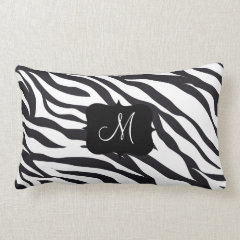 Custom Personalized Monogram Initial Zebra Stripes Pillow