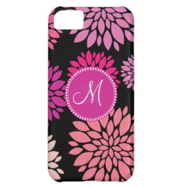 Custom Personalized Monogram Pink Purple Flowers iPhone 5C Cases