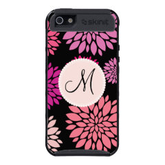 Custom Personalized Monogram Pink Purple Flowers iPhone 5 Cases