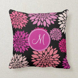 Custom Personalized Monogram Pink Purple Flowers Pillows