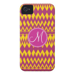 Custom Personalized Monogram Pink Tribal Pattern Case-Mate iPhone 4 Cases