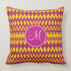 Custom Personalized Monogram Pink Tribal Pattern Pillows