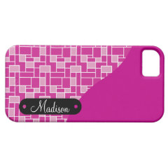 Custom Personalized Name Magenta Purple Tile iPhone 5 Cases