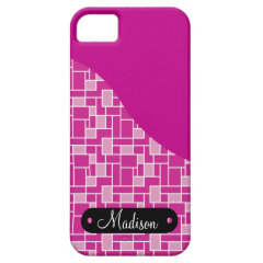 Custom Personalized Name Magenta Purple Tile iPhone 5 Cover
